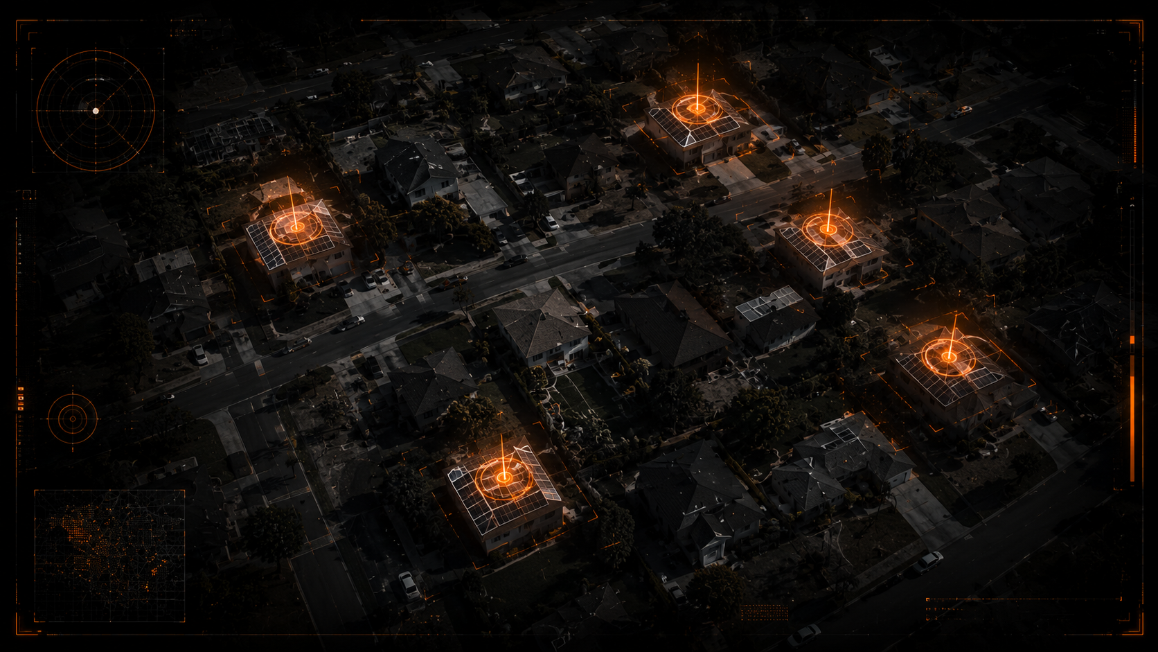 Satellite view highlighting verified solar rooftops